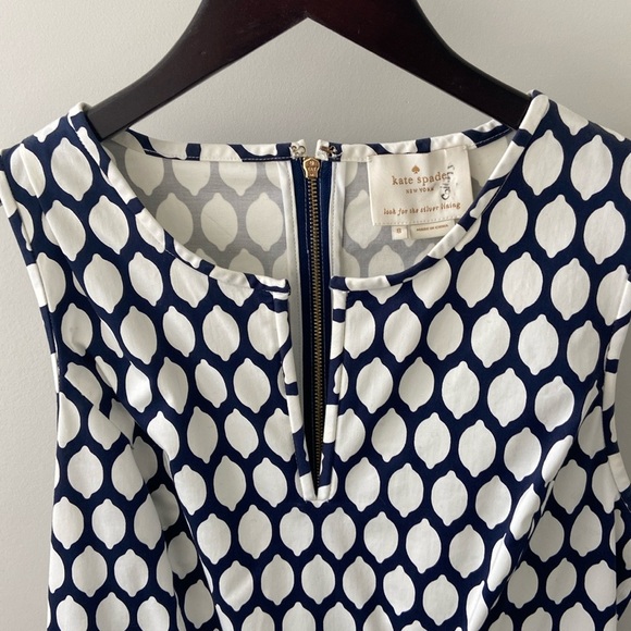 Kate Spade dress. Navy/white pattern. Size 8. Slim fitting;a little stretch. - Picture 2 of 3